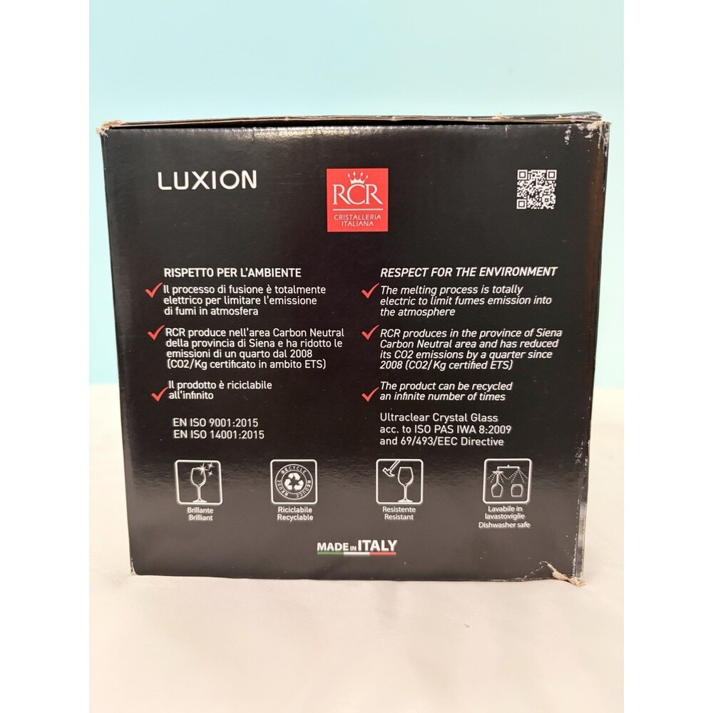 Set of 6–RCR Timeless Luxion Crystal Tumblers Glasses 14.98 OZ ITALY NEW In Box - Picture 9 of 9